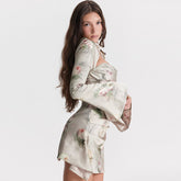 Ärmelloses, klassisches Midi-Sommerkleid mit Blumendruck und Wasserfallausschnitt und hohem Schlitz - Rosa